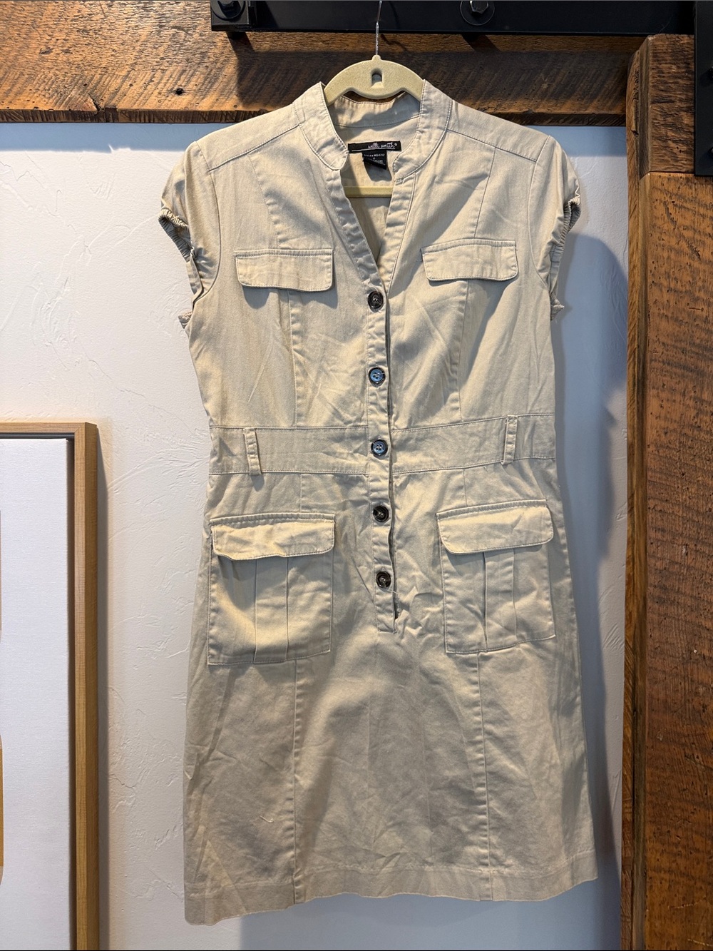 Willi Smith Beige Utility  Dress with pockets